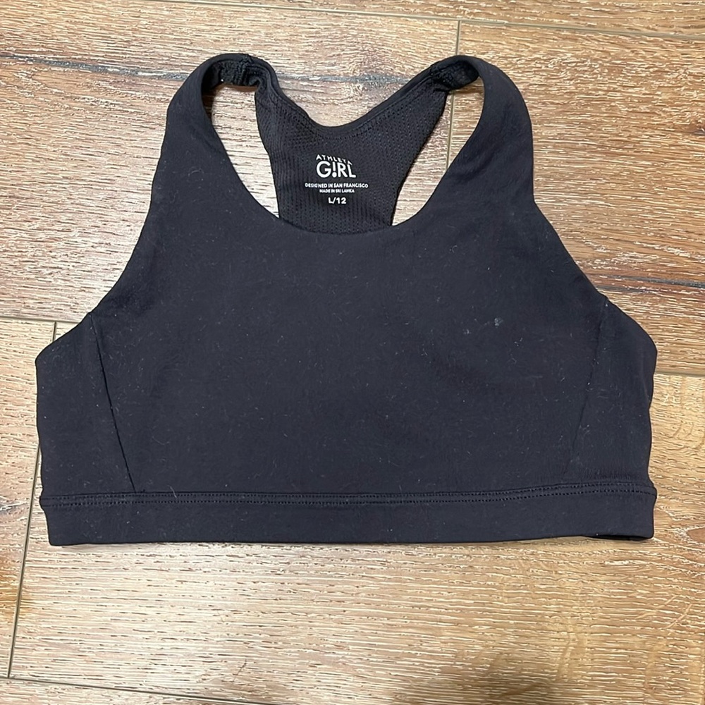 Athleta Girl black sports bra with mesh detail in back size L/12